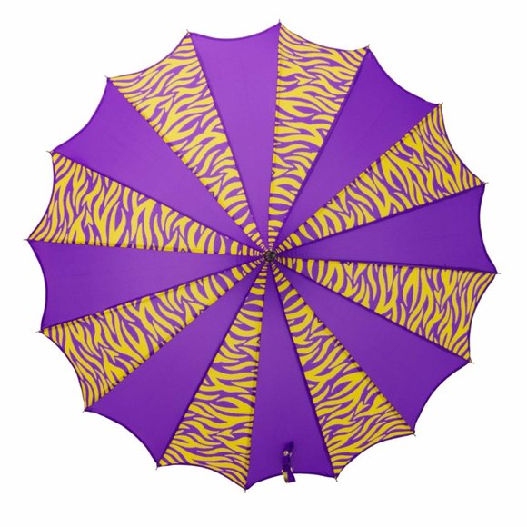 LSU Inspired Purple & Gold Tiger Print Parasol Style Umbrella - Picture 7 of 9